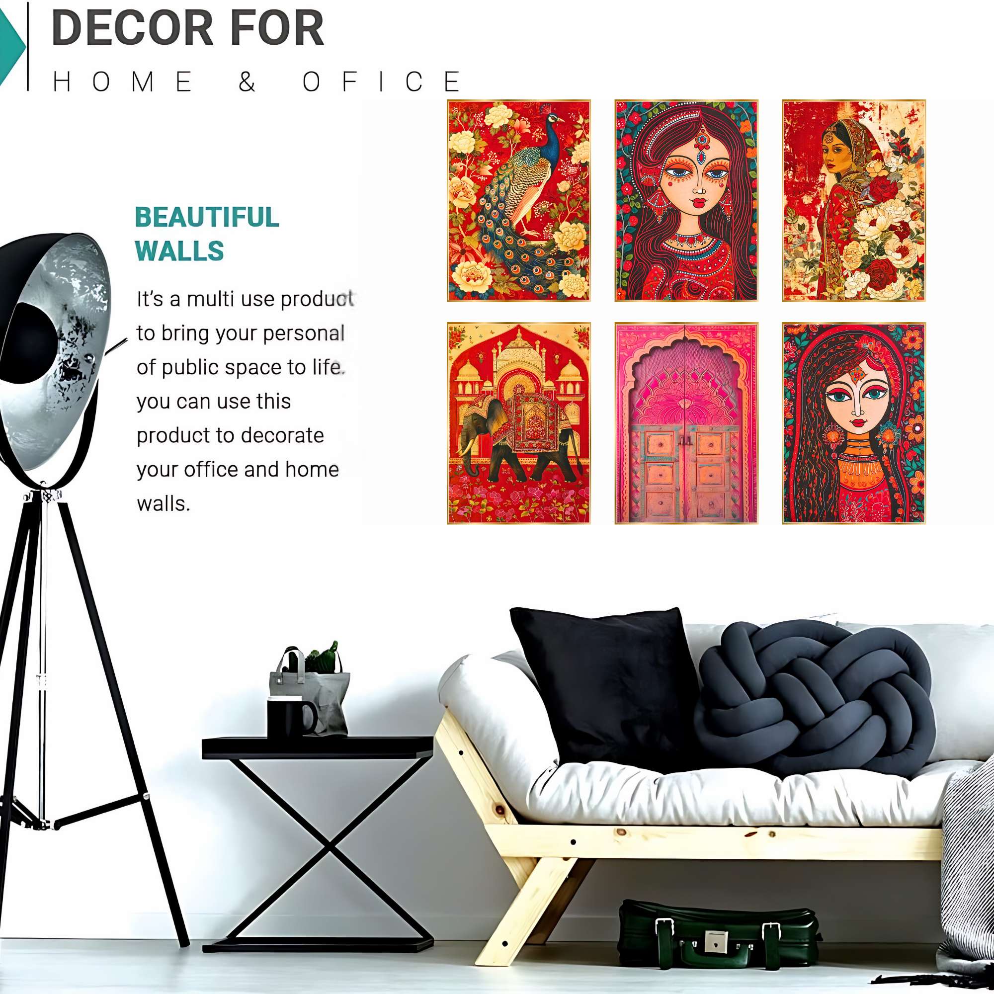 Set of Six Wall Paintings for Wall Dacoration Golden Framed Wall Paintings for Living Room & Bedroom Wall Art for Home Decoration & Office Wall Décor (13x10 inch CH-GD6-5) 5 Set of Six Wall Paintings for Wall Dacoration Golden Framed Wall Paintings for Living Room & Bedroom Wall Art for Home Decoration & Office Wall Décor (13x10 inch CH-GD6-5) - Image 3