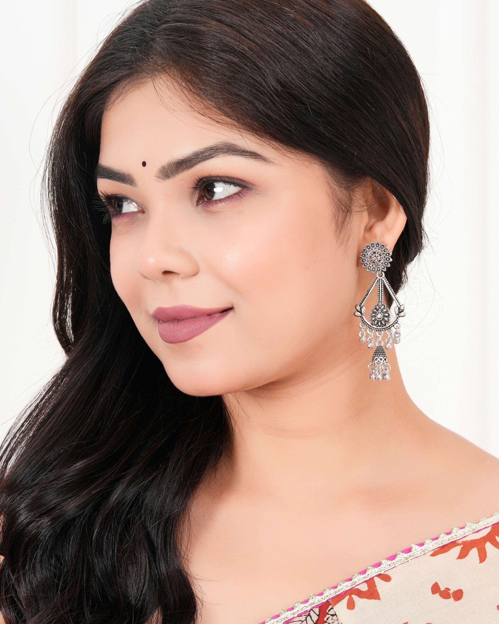 Women’s Handmade Traditional Jhumki With Moon Chandbali Design Ethnic Wedding Wear Earrings For Women