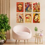 Set of Six Wall Paintings for Wall Dacoration Golden Framed Wall Paintings for Living Room & Bedroom Wall Art for Home Decoration & Office Wall Décor (13x10 inch CH-GD6-8) 9 ND6nWa