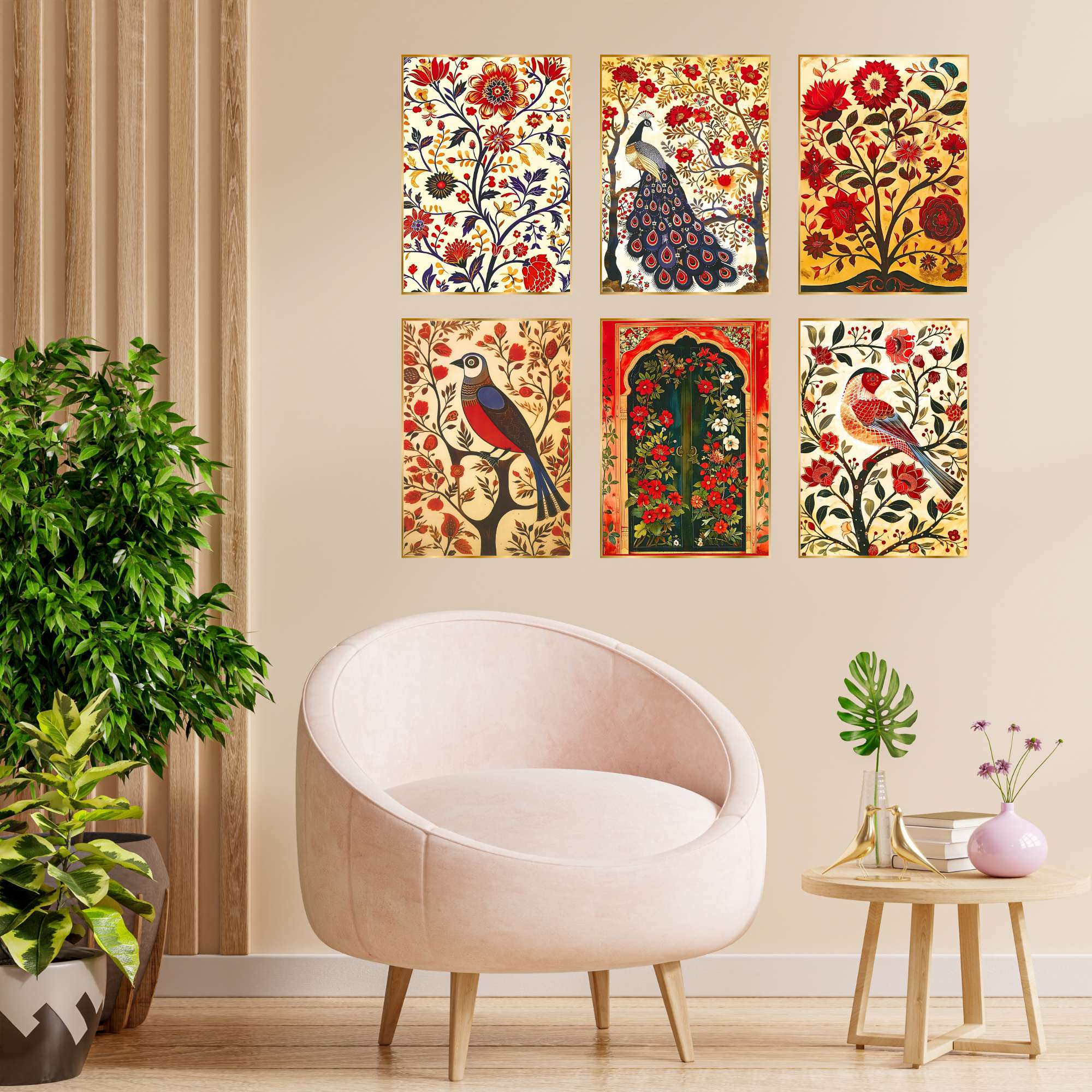 Set of Six Wall Paintings for Wall Dacoration Golden Framed Wall Paintings for Living Room & Bedroom Wall Art for Home Decoration & Office Wall Décor (13×10 inch CH-GD6-9)