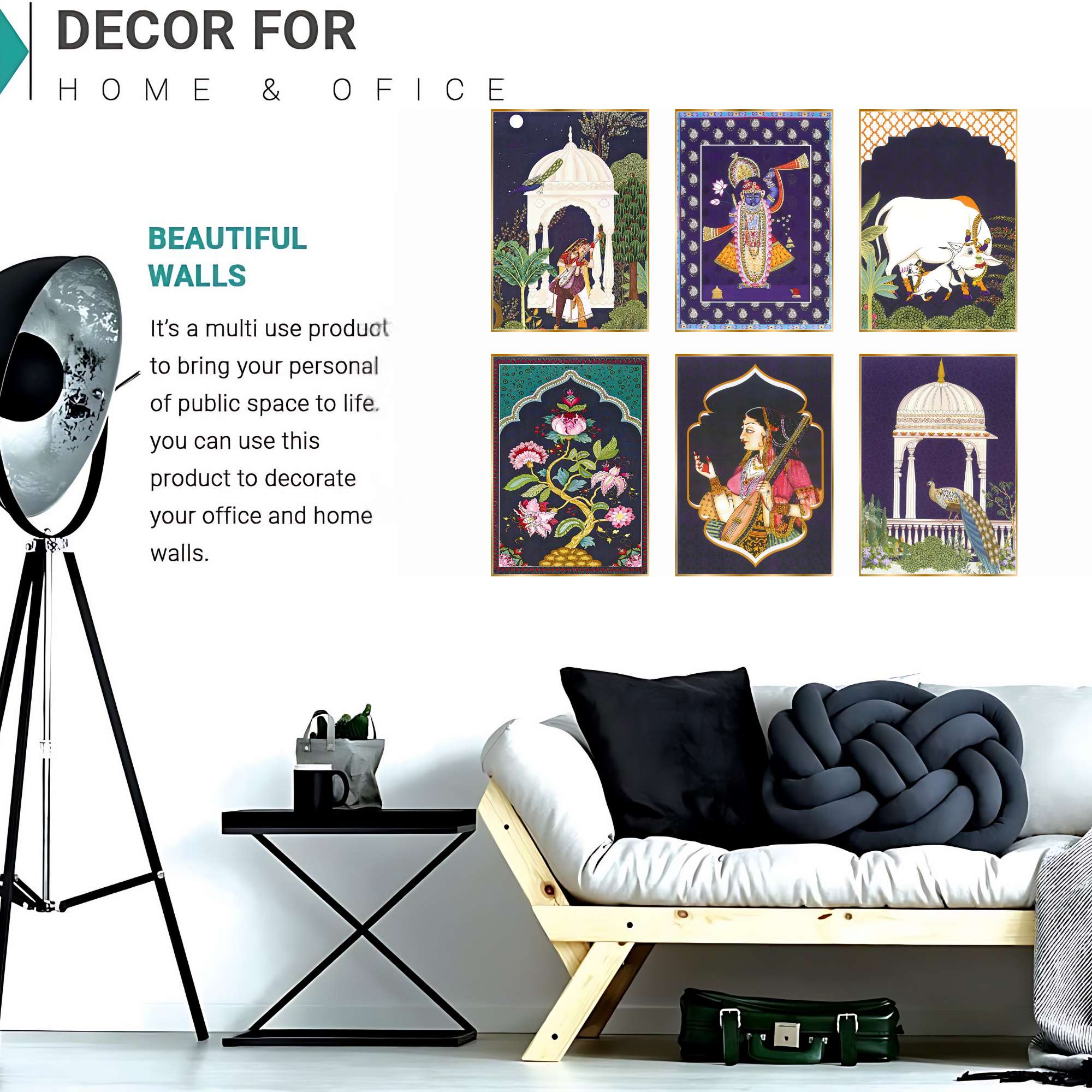 Set of Six Wall Paintings for Wall Dacoration Golden Framed Wall Paintings for Living Room & Bedroom Wall Art for Home Decoration & Office Wall Décor (13x10 inch CH-GD6-3) 7 Set of Six Wall Paintings for Wall Dacoration Golden Framed Wall Paintings for Living Room & Bedroom Wall Art for Home Decoration & Office Wall Décor (13x10 inch CH-GD6-3) - Image 4