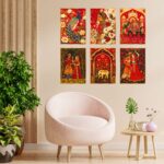 Set of Six Wall Paintings for Wall Dacoration Golden Framed Wall Paintings for Living Room & Bedroom Wall Art for Home Decoration & Office Wall Décor (17x13 inch CH-GD6-11) 9 WLcyPD