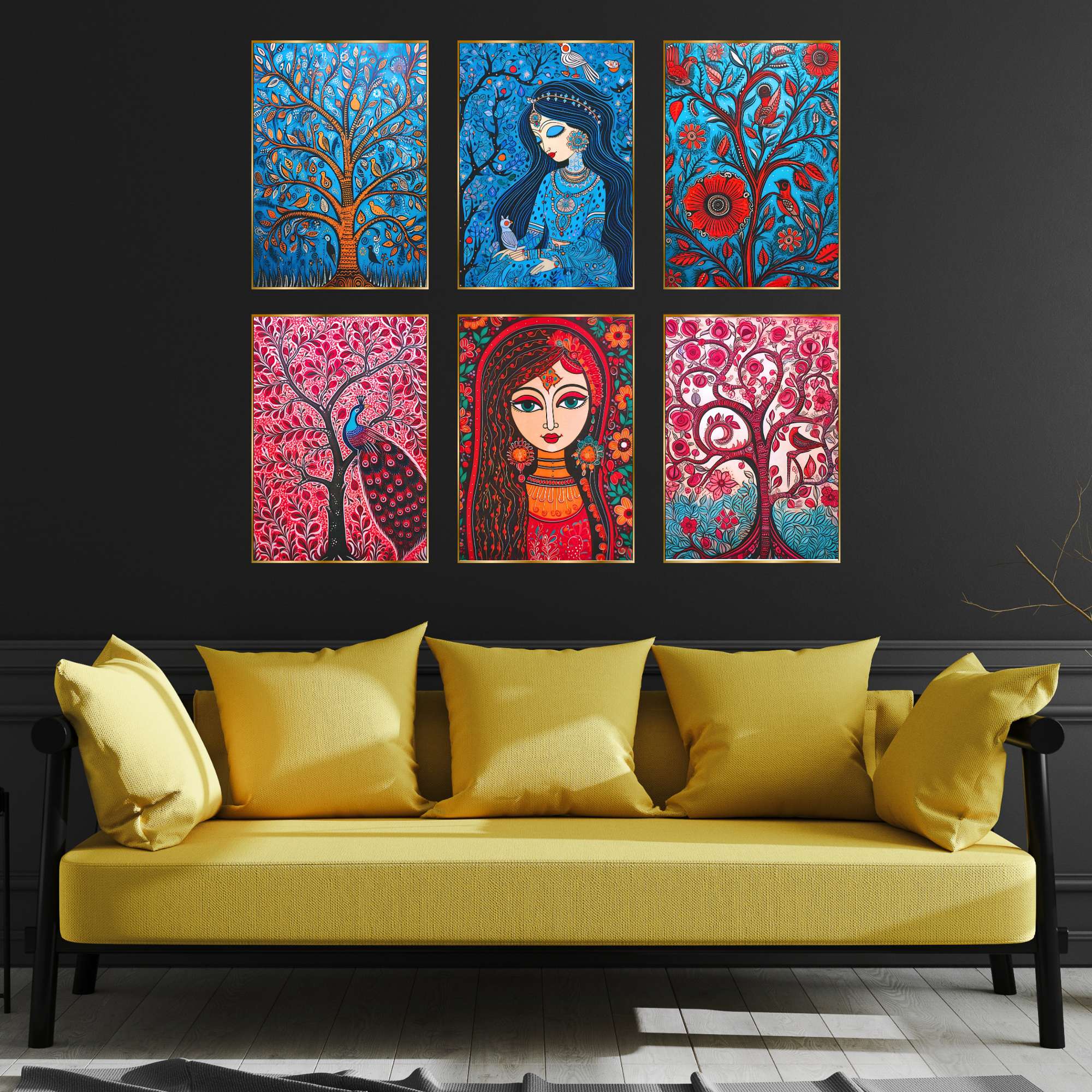 Set of Six Wall Paintings for Wall Dacoration Golden Framed Wall Paintings for Living Room & Bedroom Wall Art for Home Decoration & Office Wall Décor (17x13 inch CH-GD6-1) 7 Set of Six Wall Paintings for Wall Dacoration Golden Framed Wall Paintings for Living Room & Bedroom Wall Art for Home Decoration & Office Wall Décor (17x13 inch CH-GD6-1) - Image 4