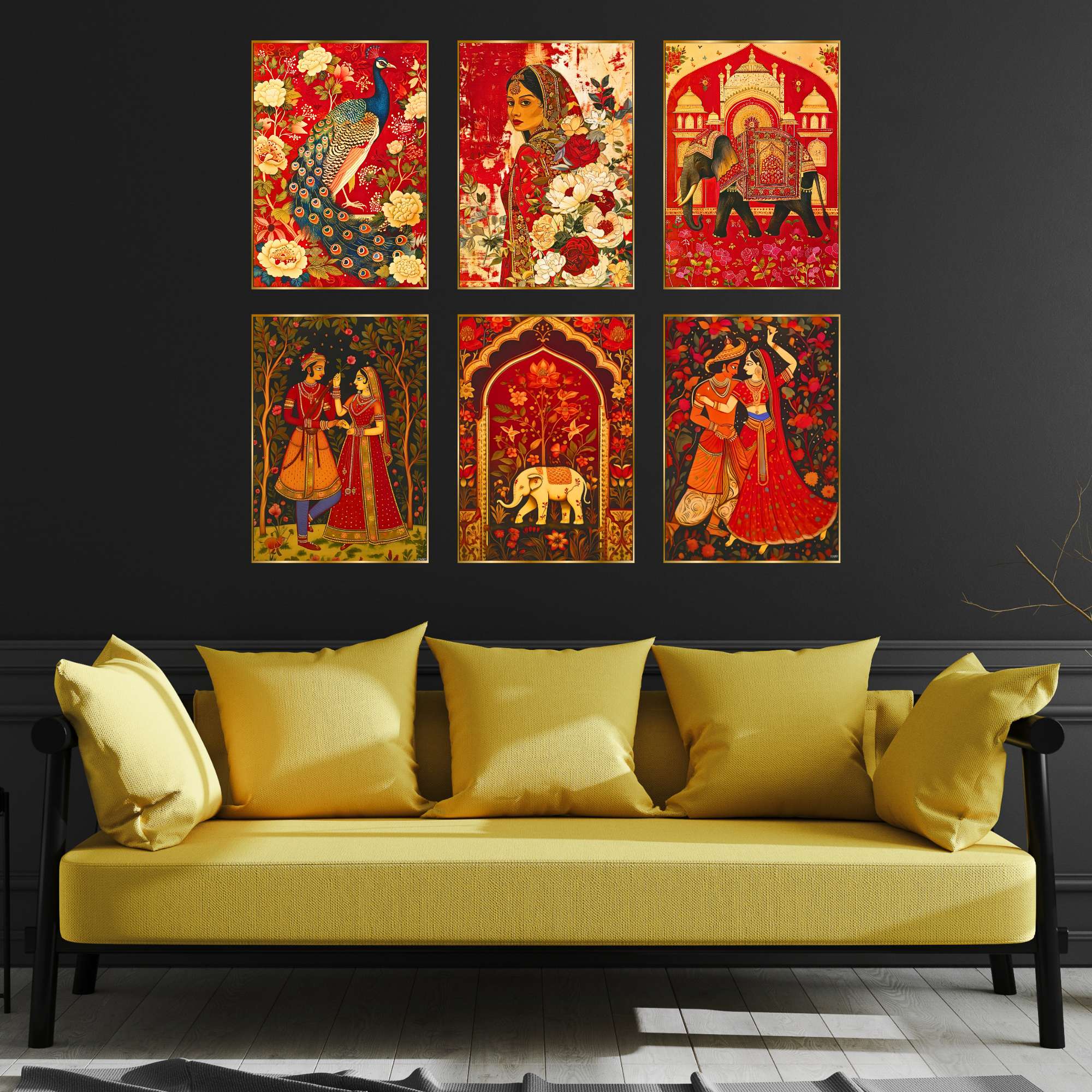 Set of Six Wall Paintings for Wall Dacoration Golden Framed Wall Paintings for Living Room & Bedroom Wall Art for Home Decoration & Office Wall Décor (17x13 inch CH-GD6-11) 7 Set of Six Wall Paintings for Wall Dacoration Golden Framed Wall Paintings for Living Room & Bedroom Wall Art for Home Decoration & Office Wall Décor (17x13 inch CH-GD6-11) - Image 4