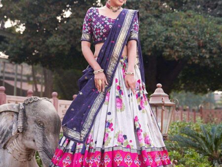 Home 🏡 36 Women’s Patola Print Tussar Silk Lehenga Choli Dupatta Set