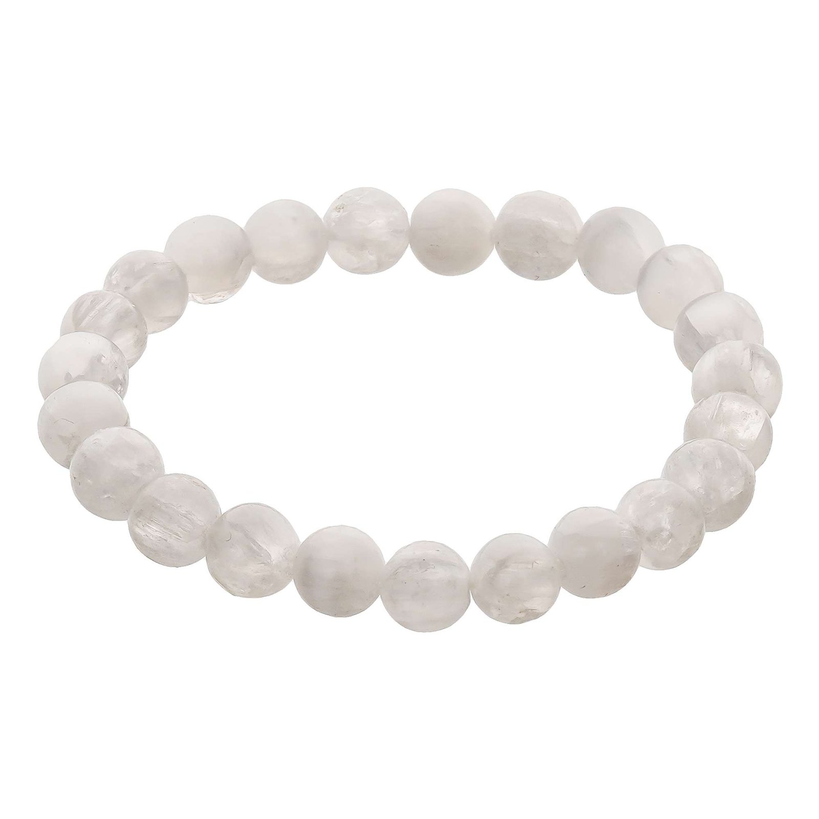 Selenite Crystal Bead Bracelet ? Healing Crystal Bracelet for Women and Men's Gifts ? 8mm Round Beaded Stretchy Healing and Protection Gemstone Bracelet 1 1pHKu0