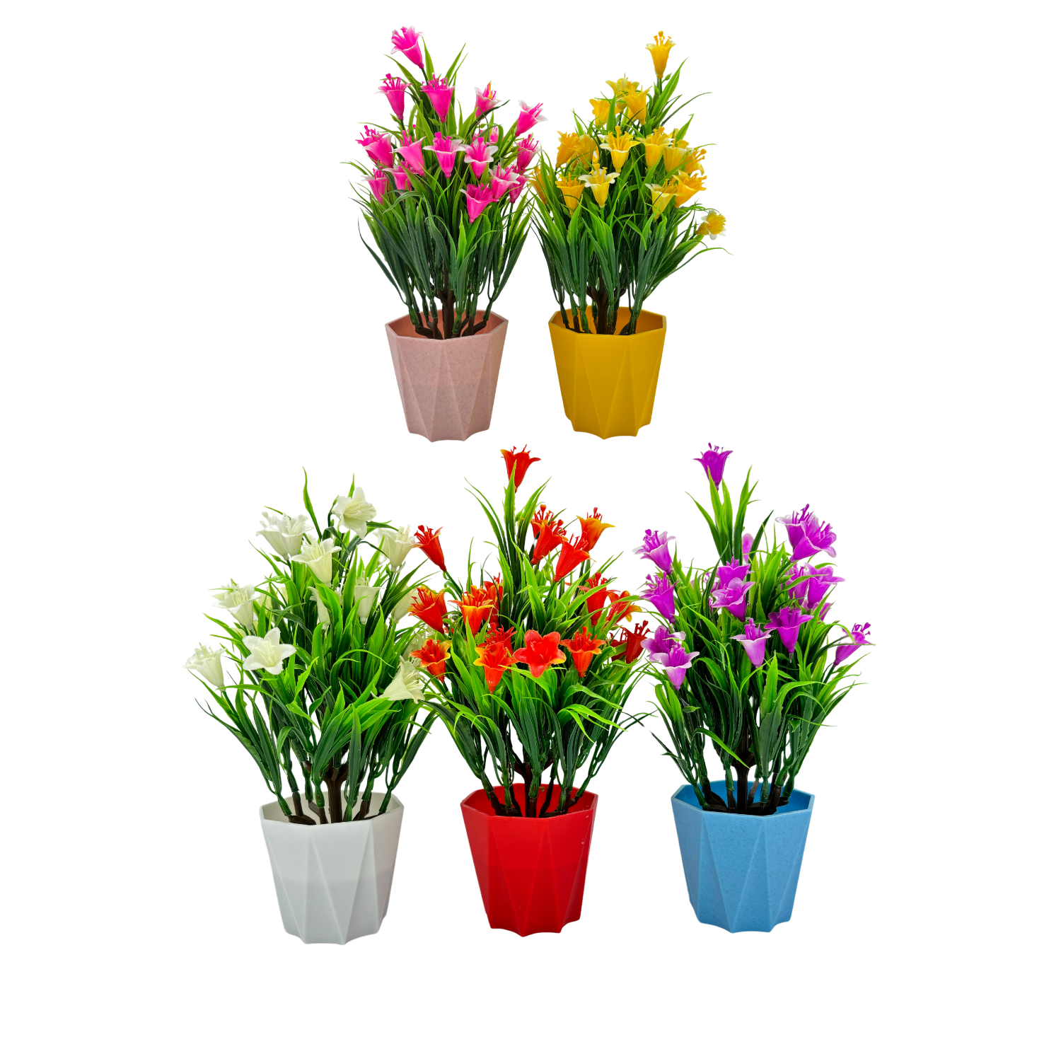 RANI'S CRAFTS Plastic Small Mini Set Of 5 Artificial Plant With Pot Artificial Potted Plants Set Of 5 Home Decor Indoor Small Plants Pot Flowers For Table Desk Decoration (RV-AP4) 1 MR9r0P