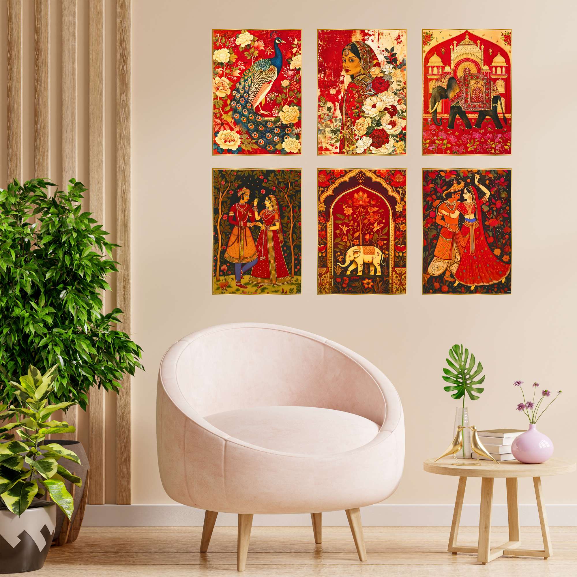 Set of Six Wall Paintings for Wall Dacoration Golden Framed Wall Paintings for Living Room & Bedroom Wall Art for Home Decoration & Office Wall Décor (13×10 inch CH-GD6-11)