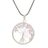 Rose Quartz Pendant Tree of Life Crystal Stone Pendant Locket with Metal Chain for Healing Crystal Healing Gemstone Size 35-40 mm rose quarts 2 al3eju