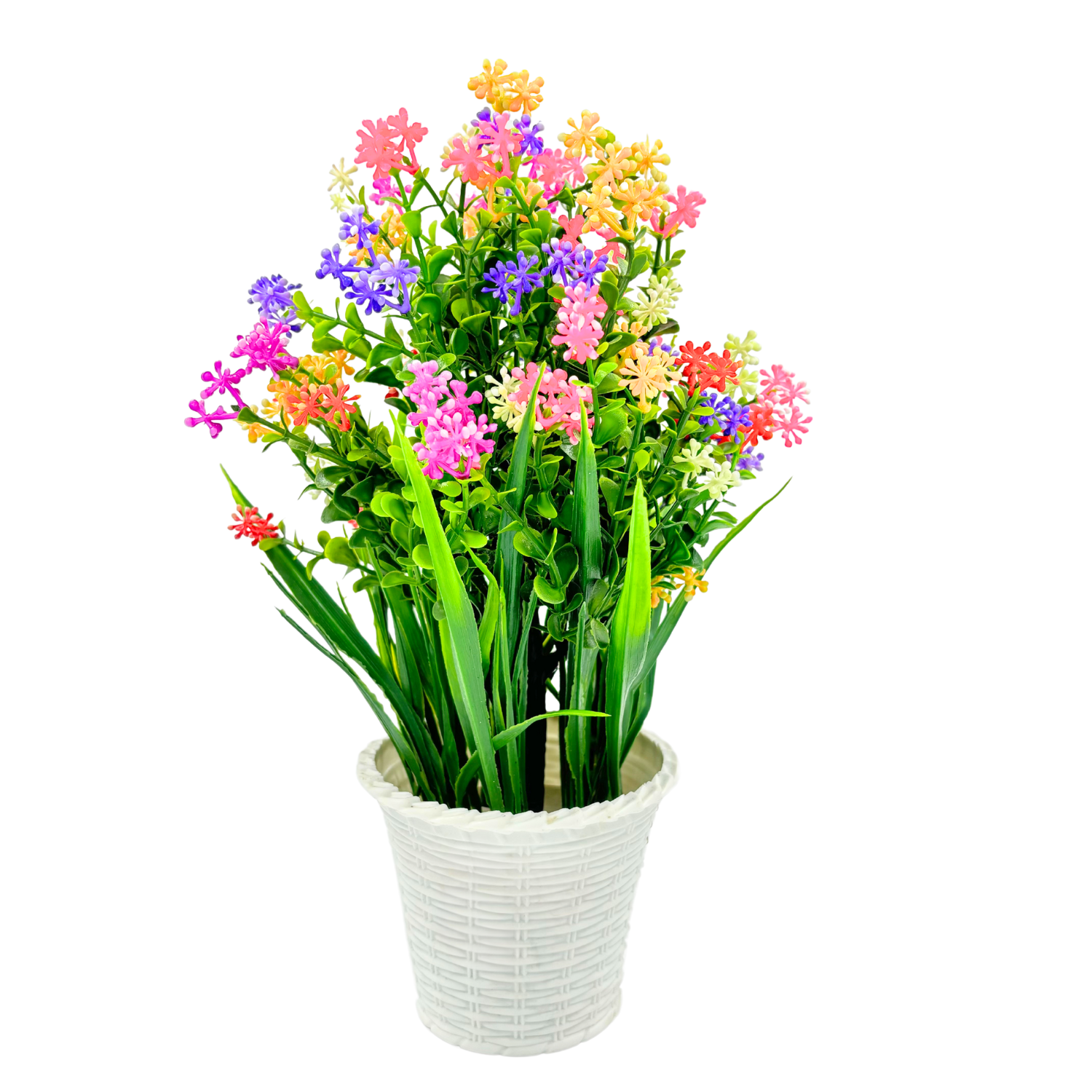 Wild Artificial Flower Plants With Cute Hexa Pot Flower Plant For Home Office Décor Tabletop And Desk Decoration Artificial Flower For Balcony Indoor Décor (RV-AP5) 1