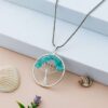 Amazonite Pendant Tree of Life Crystal Stone Pendant Locket with Metal Chain for Healing Crystal Healing Gemstone Size 35-40 mm Amazonite 2 s3ZKGW