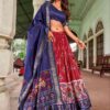 Women's Traditional Patola Print Tussar Silk Lehenga Choli with Festive Dupatta 2 2OXZWD